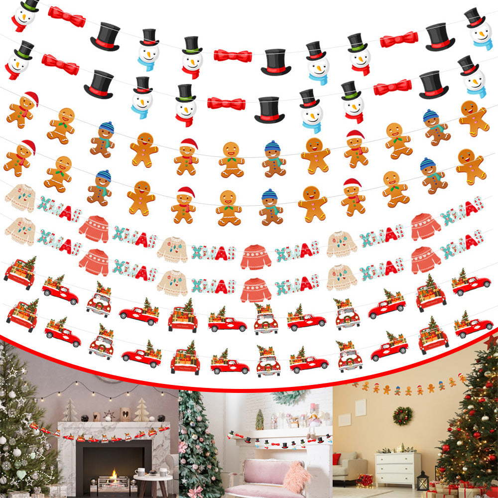 8-Piece Christmas Banner Set - Festive Paper Decorations