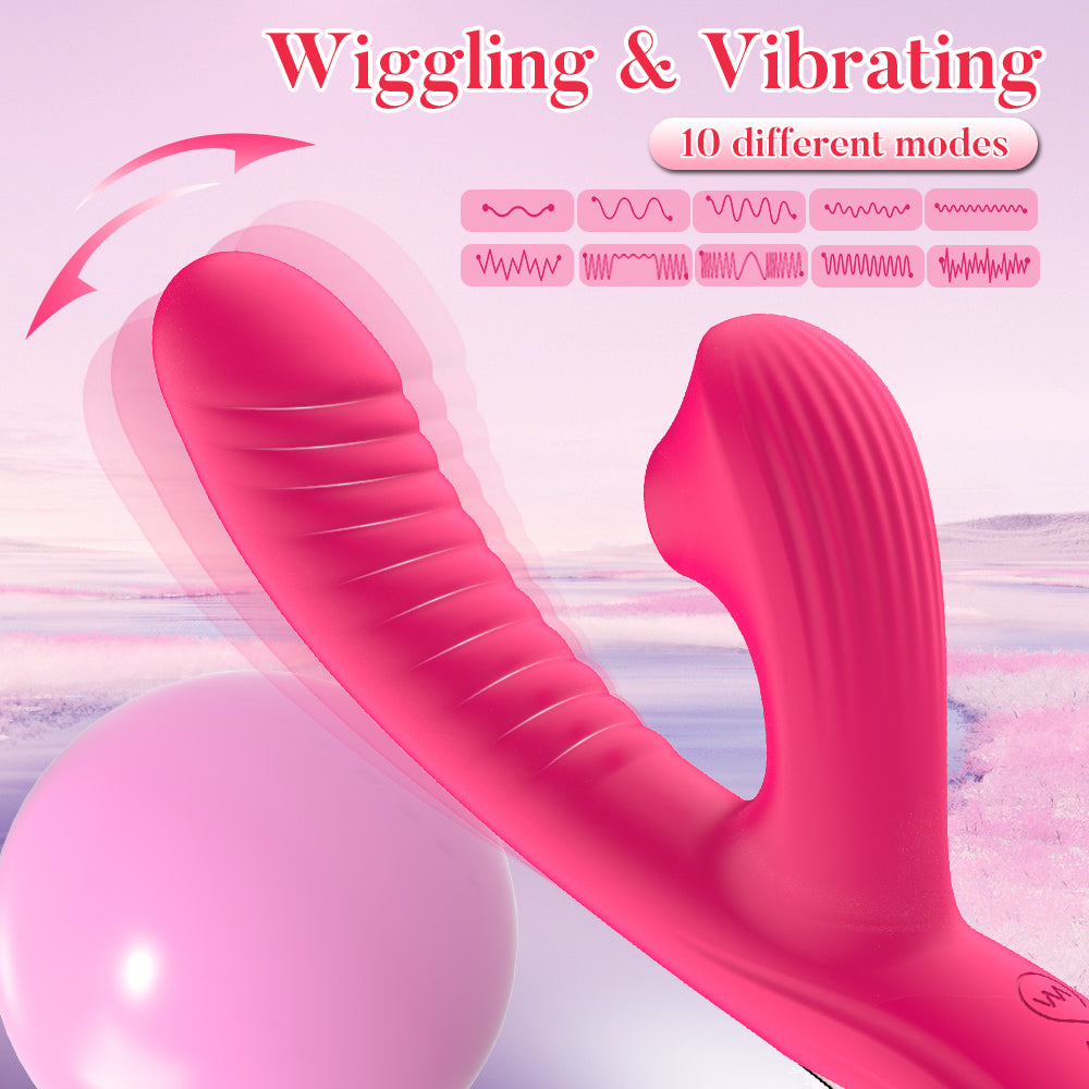 G-Spot Vibrator - Sucking Clit Stimulator Dildo Massager with 10 Modes, Silicone Adult Sex Toy