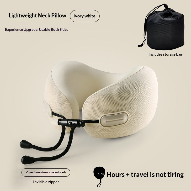 Memory Foam U-Shaped Travel Pillow Neck Support for Airplane & Home Use