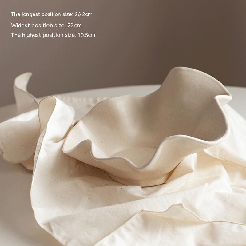 Cream Ceramic Fruit Plate Decorative Dinnerware - High Temperature Resistant