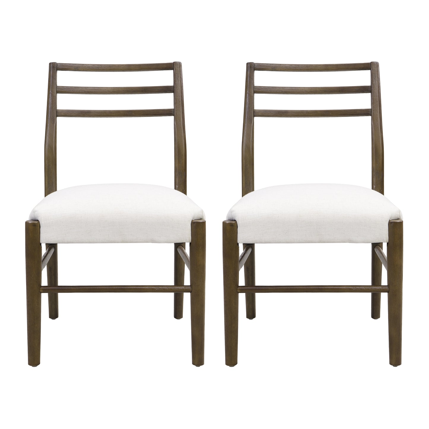 Set of 2 Beige Dining Chairs with Ladder Back Design