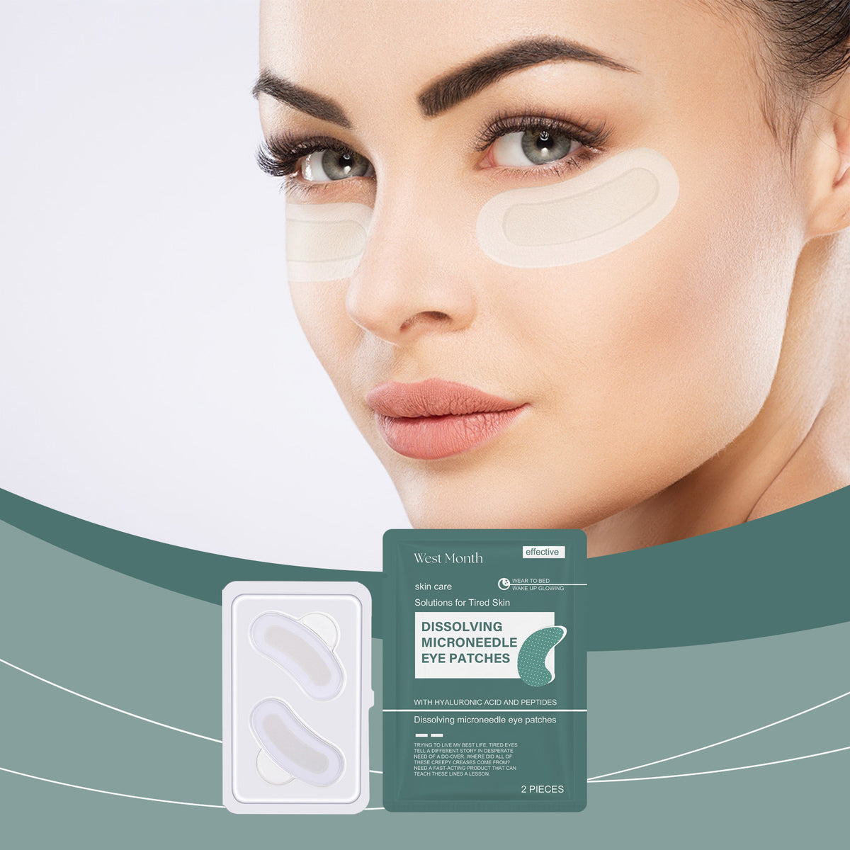 Hyaluronic Acid Microneedle Eye Mask for Eye Bags & Dark Circles - 2pcs