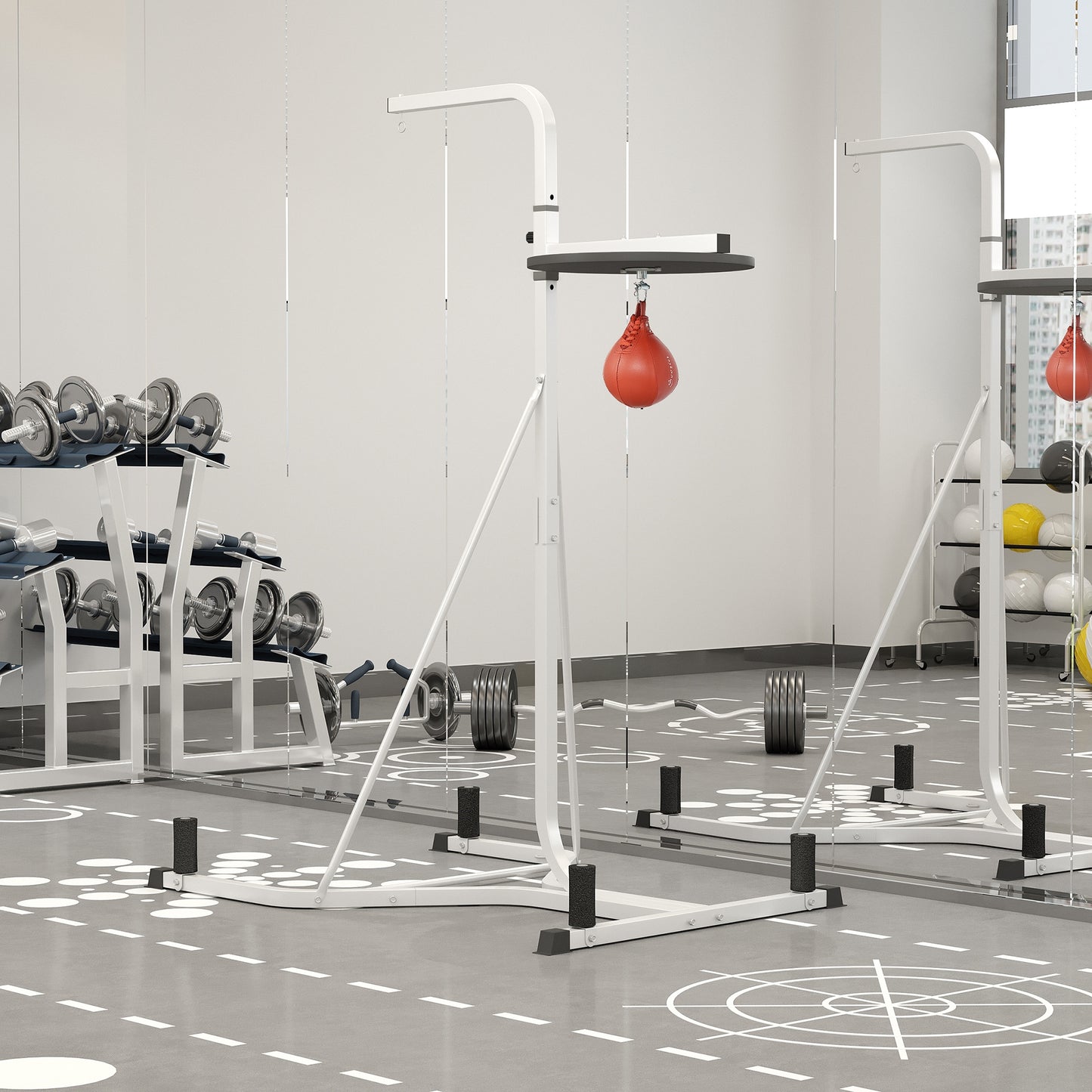 Adjustable 2-in-1 Punching Bag Stand with Weighted Base - White