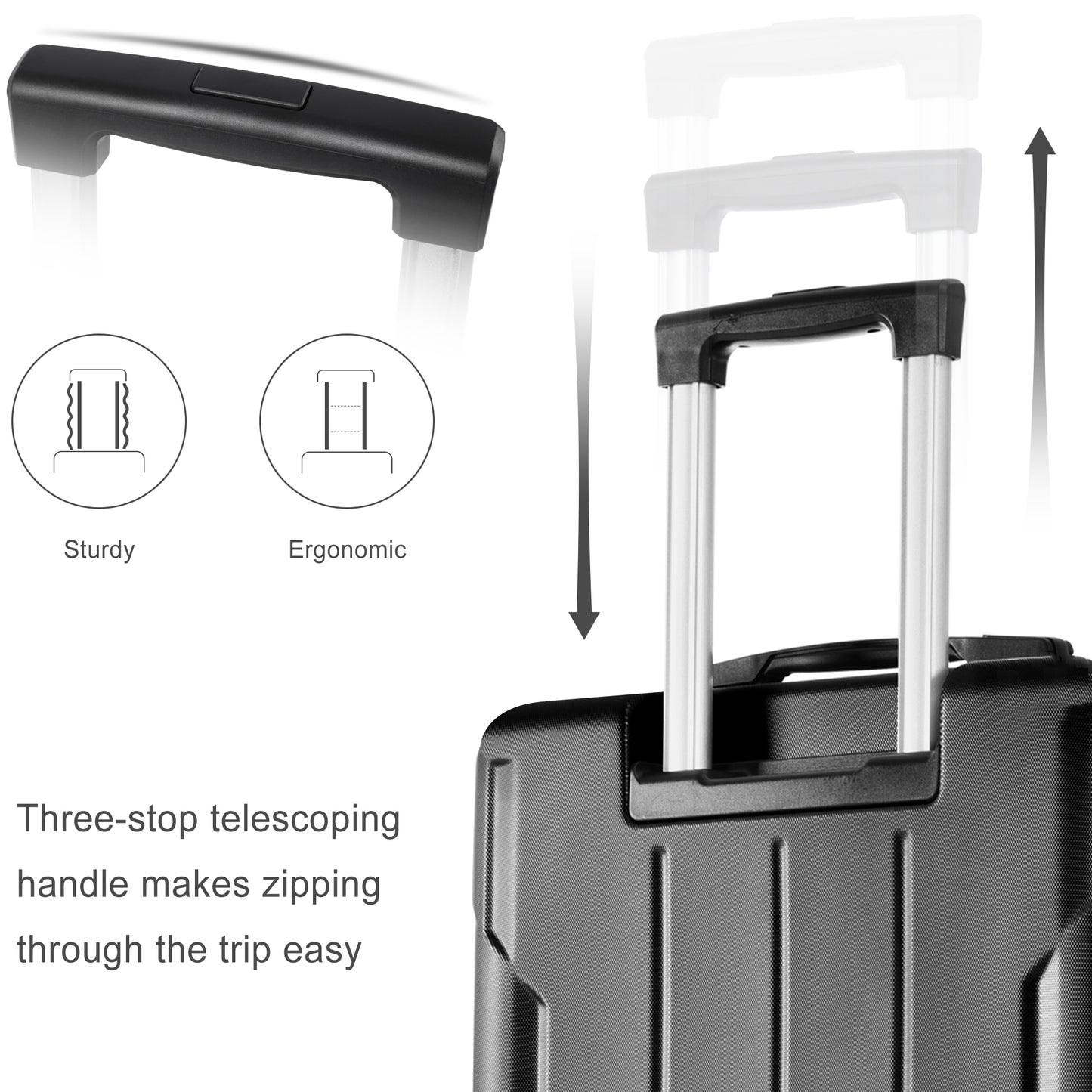 28-Inch Expandable Hardshell Luggage - Lightweight ABS Suitcase, Black