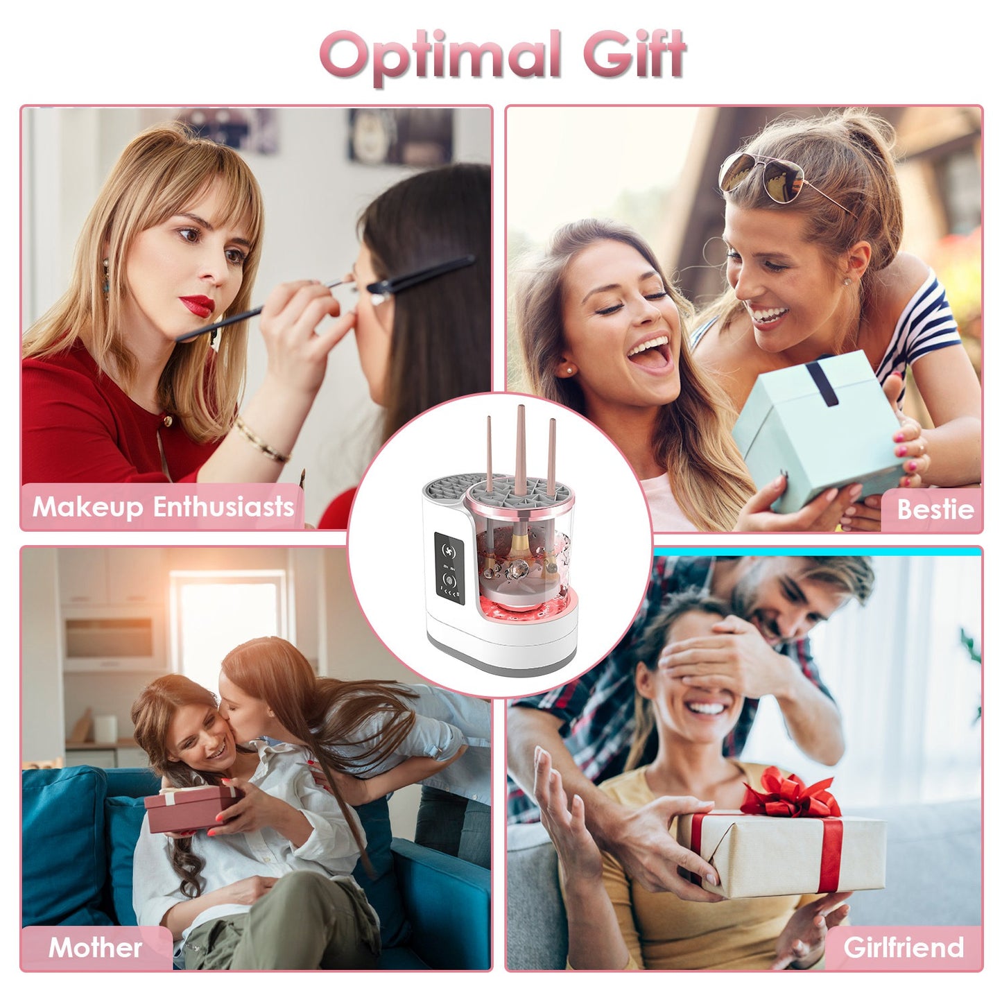 4-in-1 Automatic Electric Makeup Brush Cleaner & Dryer with UV Disinfection