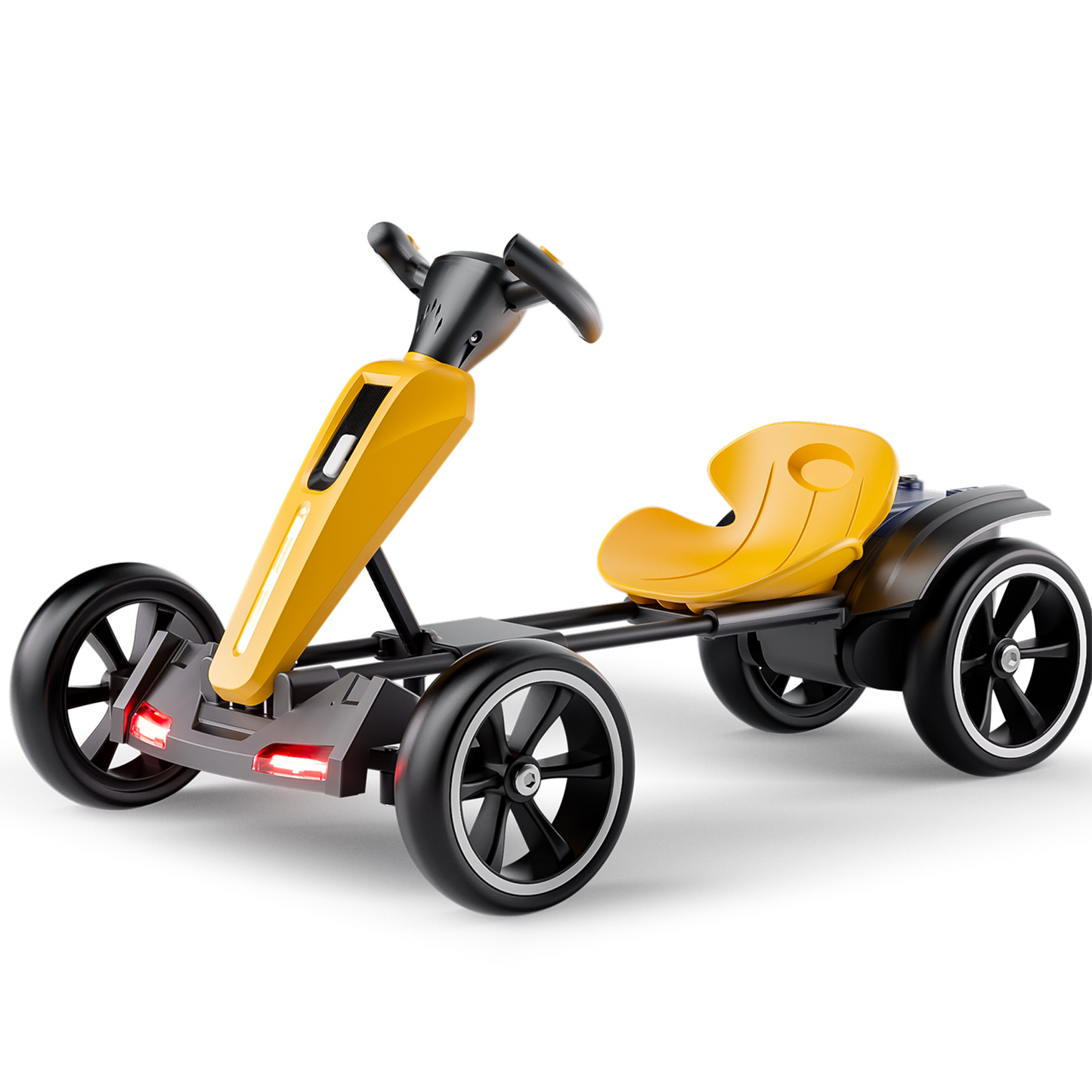 12V Electric Kids Pedal Go Kart with Adjustable Seat - Yellow