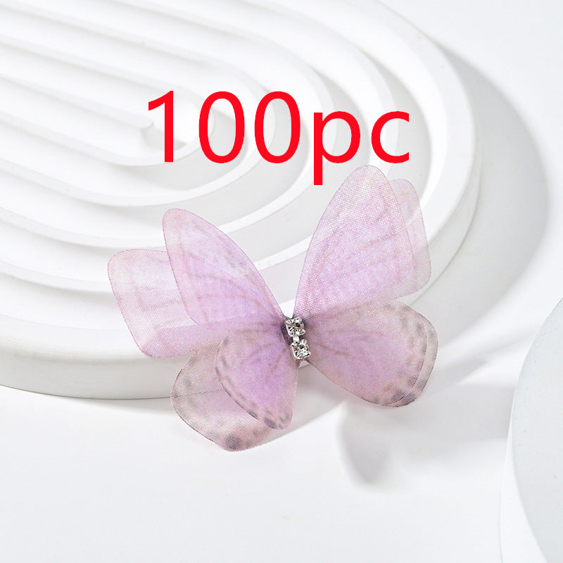 Double Layer Mesh Butterfly Jewelry Headdress with Floral Print - DIY Handmade