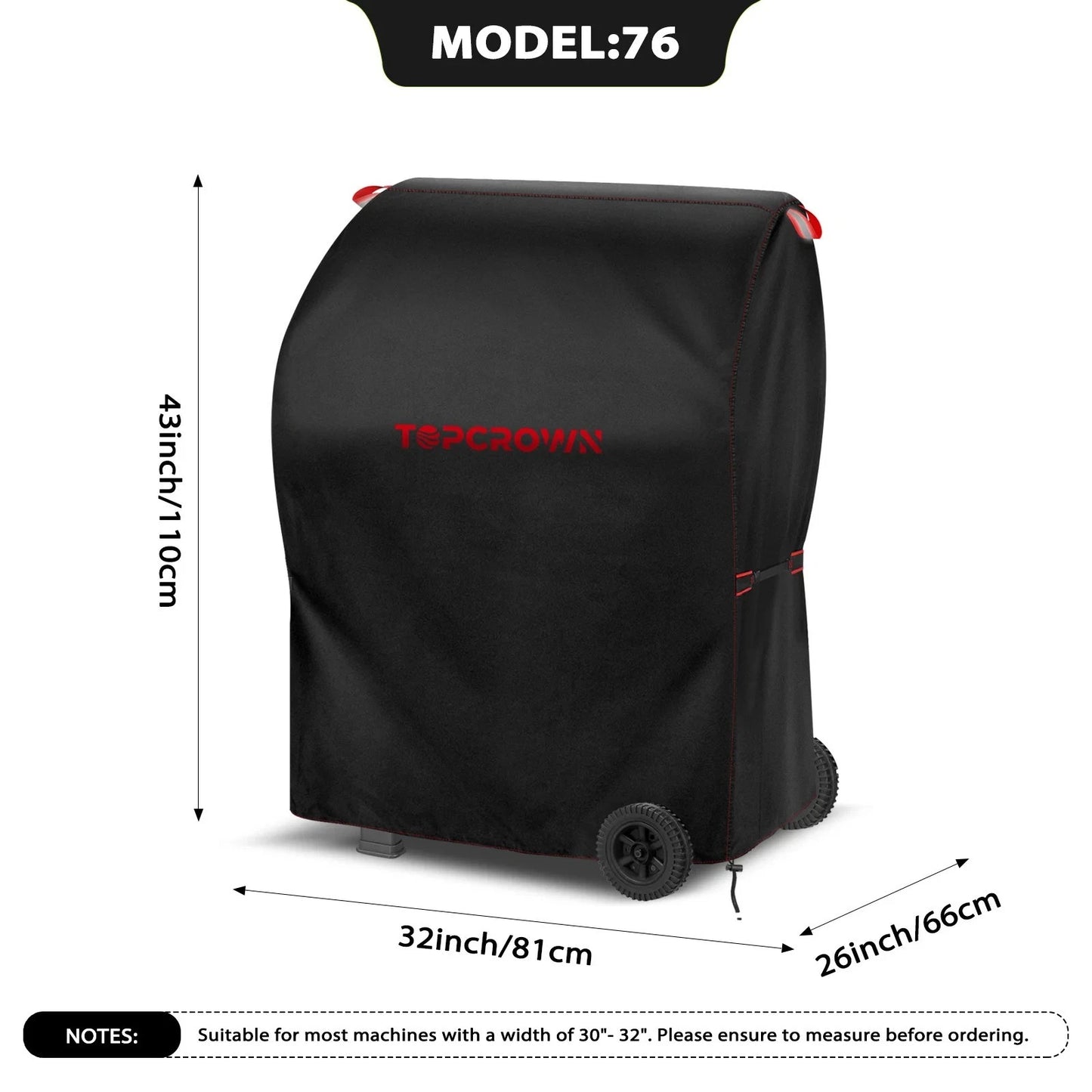 Outdoor Grill Cover Waterproof Oxford Fabric Black 80x66x100cm - Multiple Sizes