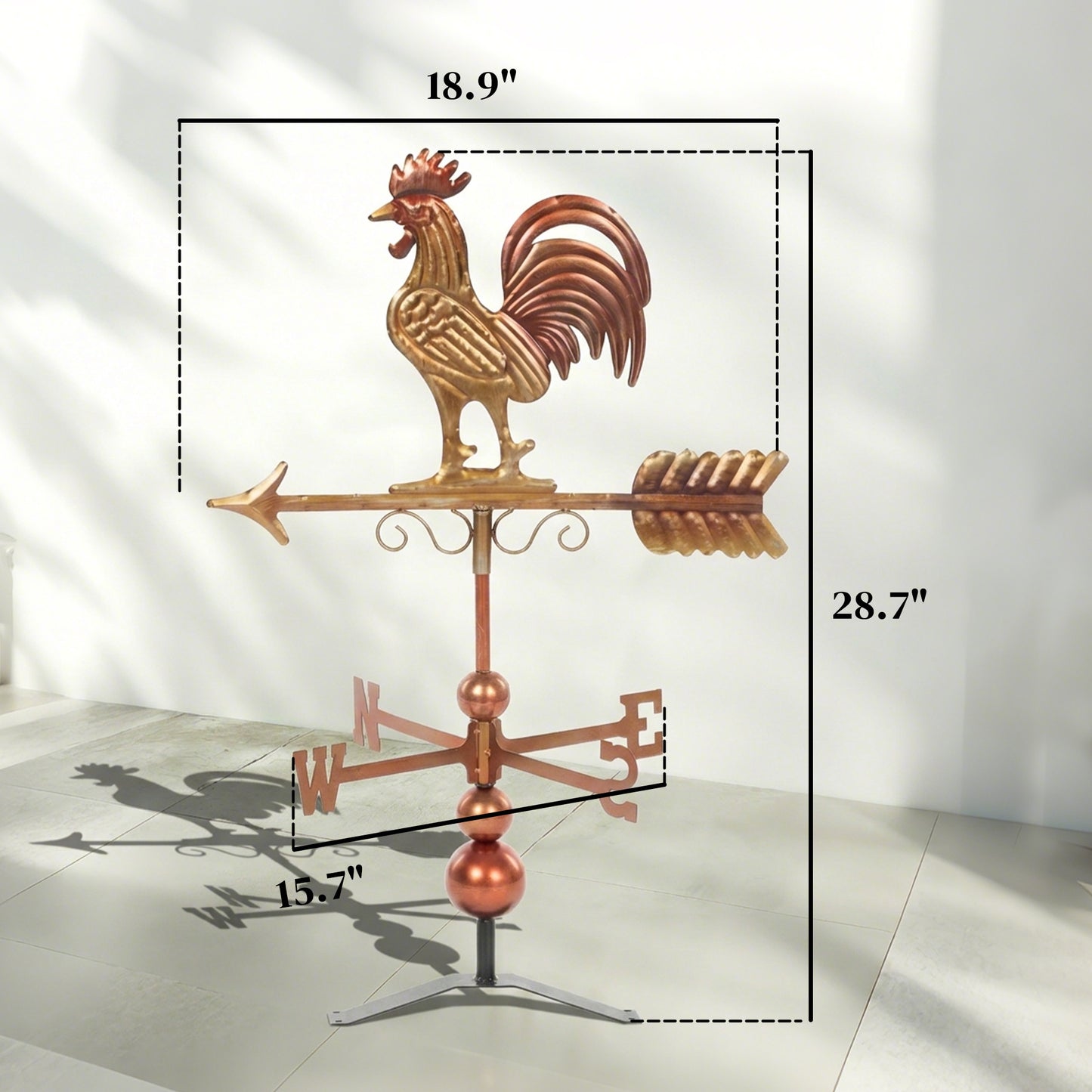 Metal Rooster Weathervane - Rustic Outdoor Wind Direction Indicator