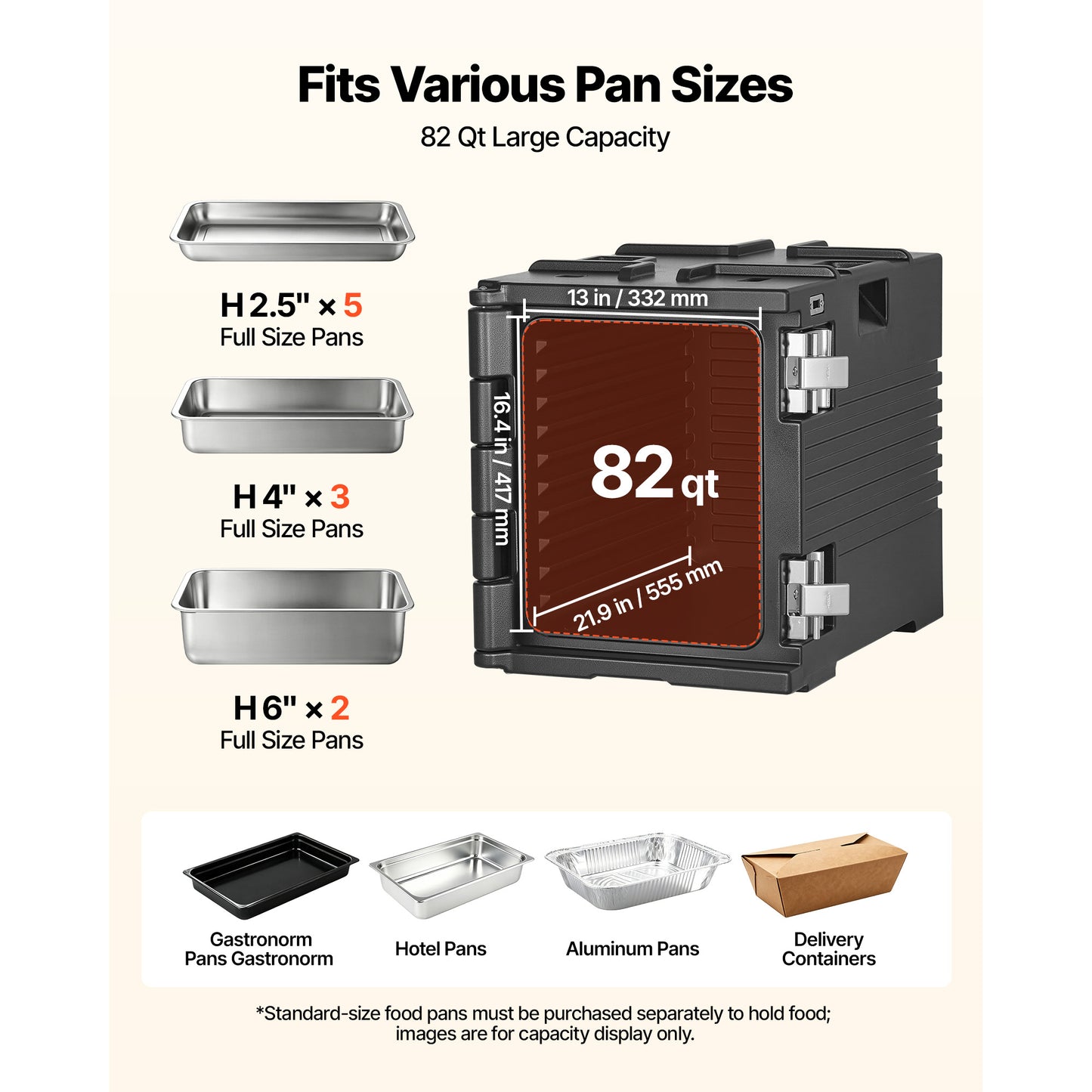 Insulated Food Pan Carrier 82 Qt Non-Electrical Food Warmer with Wheels