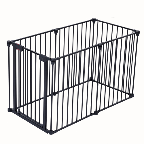 150-Inch Adjustable Metal Safety Gate & Play Yard for Pets & Children Black