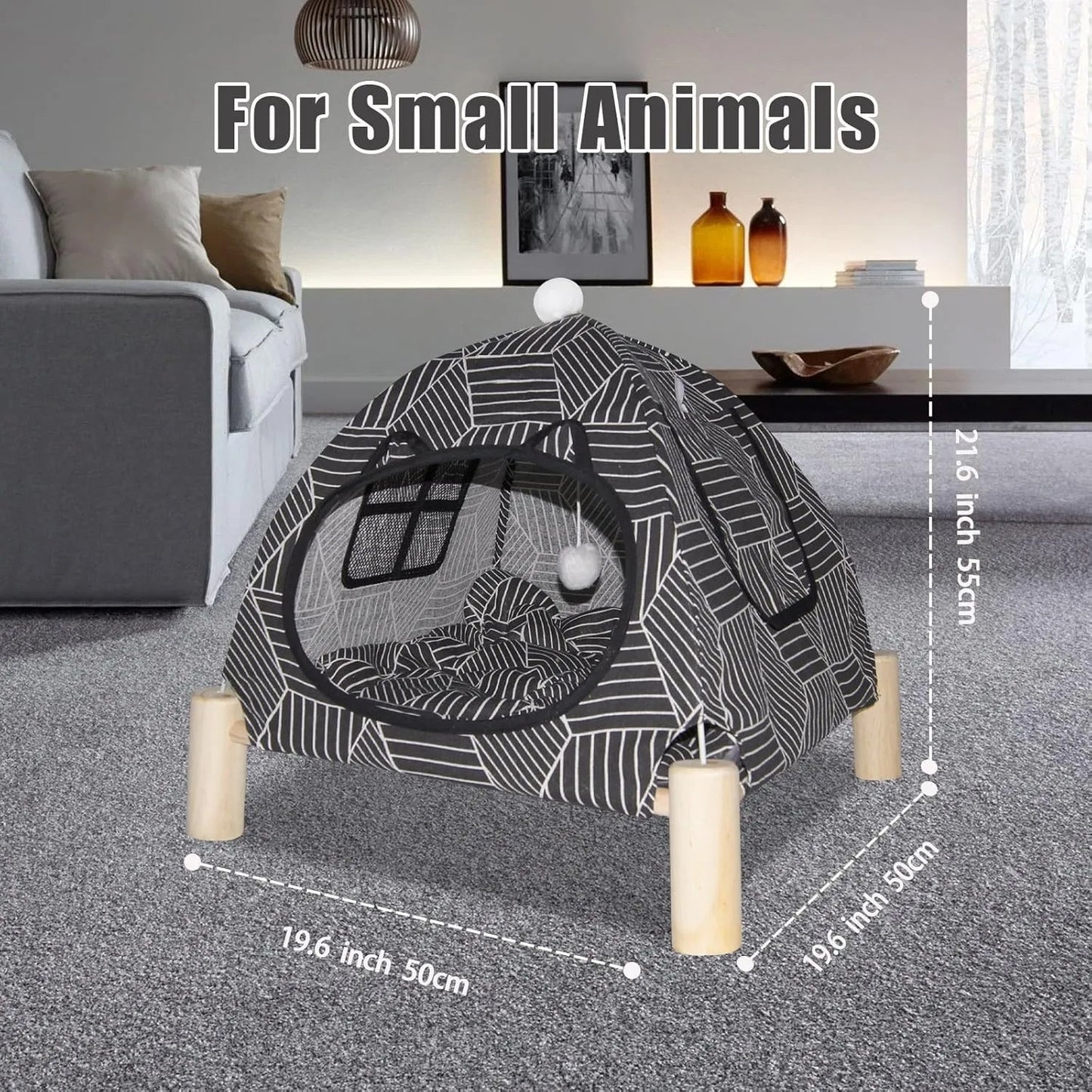 Foldable Indoor Cat Tent Bed with Washable Cushion - Cozy Hideaway for Small Pets