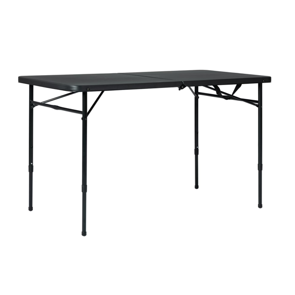 4-Foot Adjustable Folding Table - Rich Black, Compact & Versatile