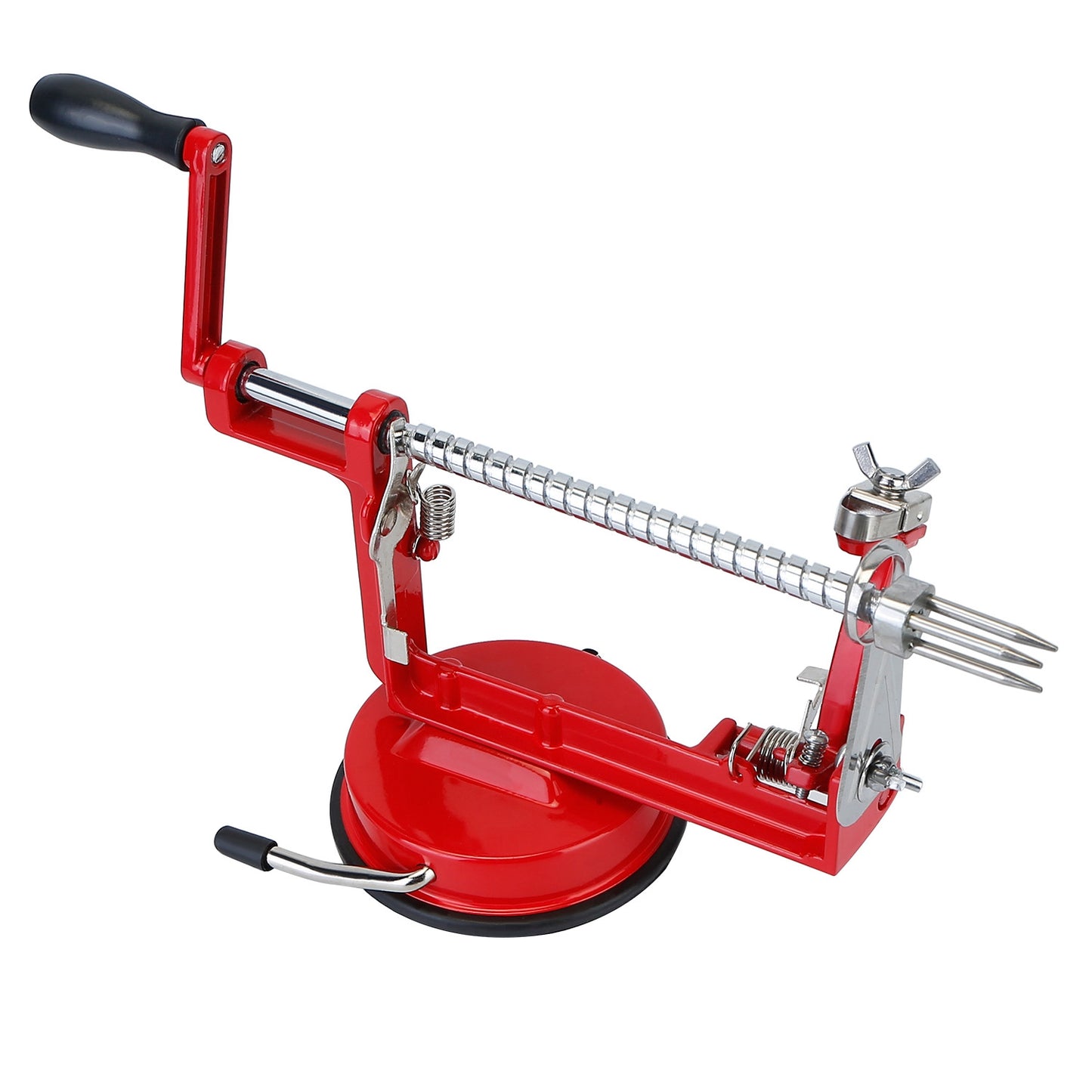 3-in-1 Apple Peeler, Slicer & Corer with Suction Base - Red