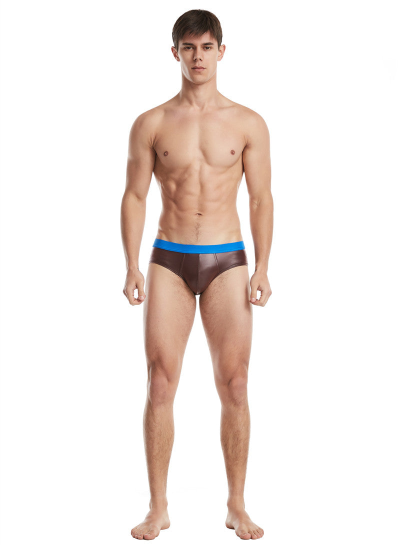 Men's Elastic Imitation Leather Patent Leather Briefs - Breathable & Comfortable