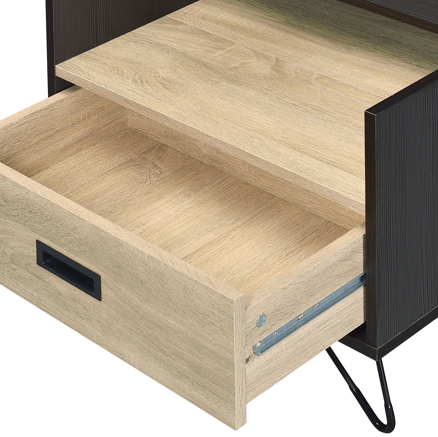 Accent Table with Oak & Black Finish - Utility Display Function