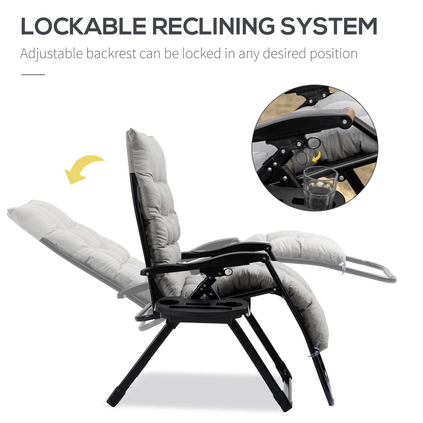 Zero Gravity Folding Recliner Chair with Cup Holder - Gray