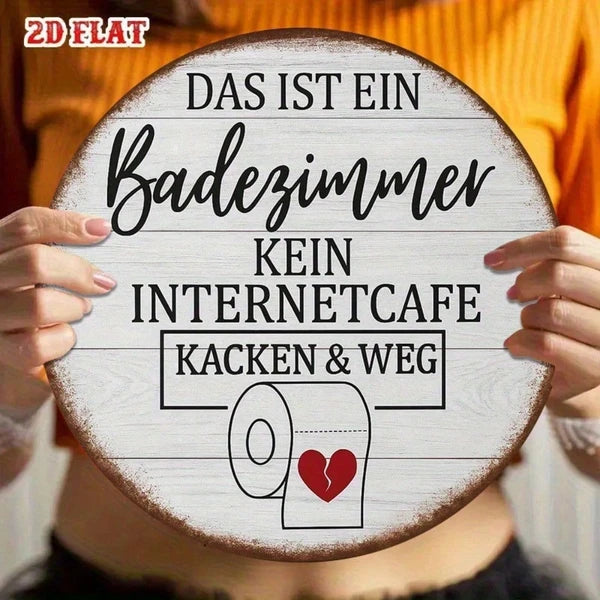 Vintage German Toilet Sign - 8x8 Inch Round Aluminum Plaque