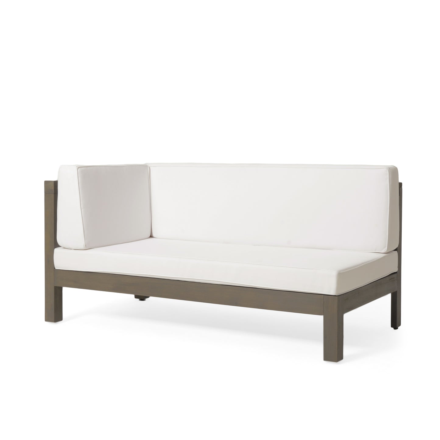 Acacia Wood X-Back Corner Bench with Coffee Table - White