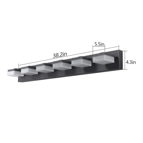 Modern Black LED Makeup Mirror Wall Light Fixture for Bathroom & Vanity