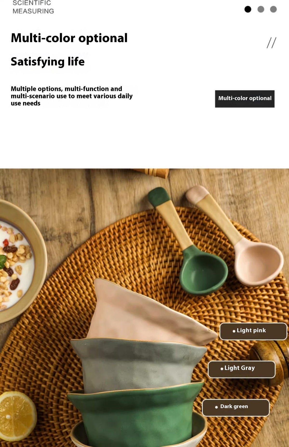 Retro Ceramic Kitchen Bowl Set with Spoons - Handmade Stoneware Dinnerware