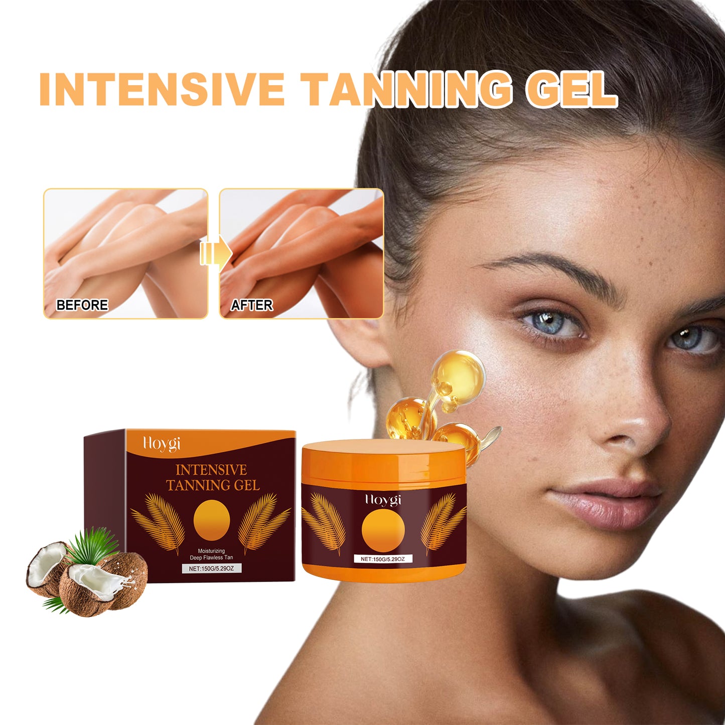 Intensive Tanning Gel with Carrot & Coconut Oil - 150ml Moisturizing Formula