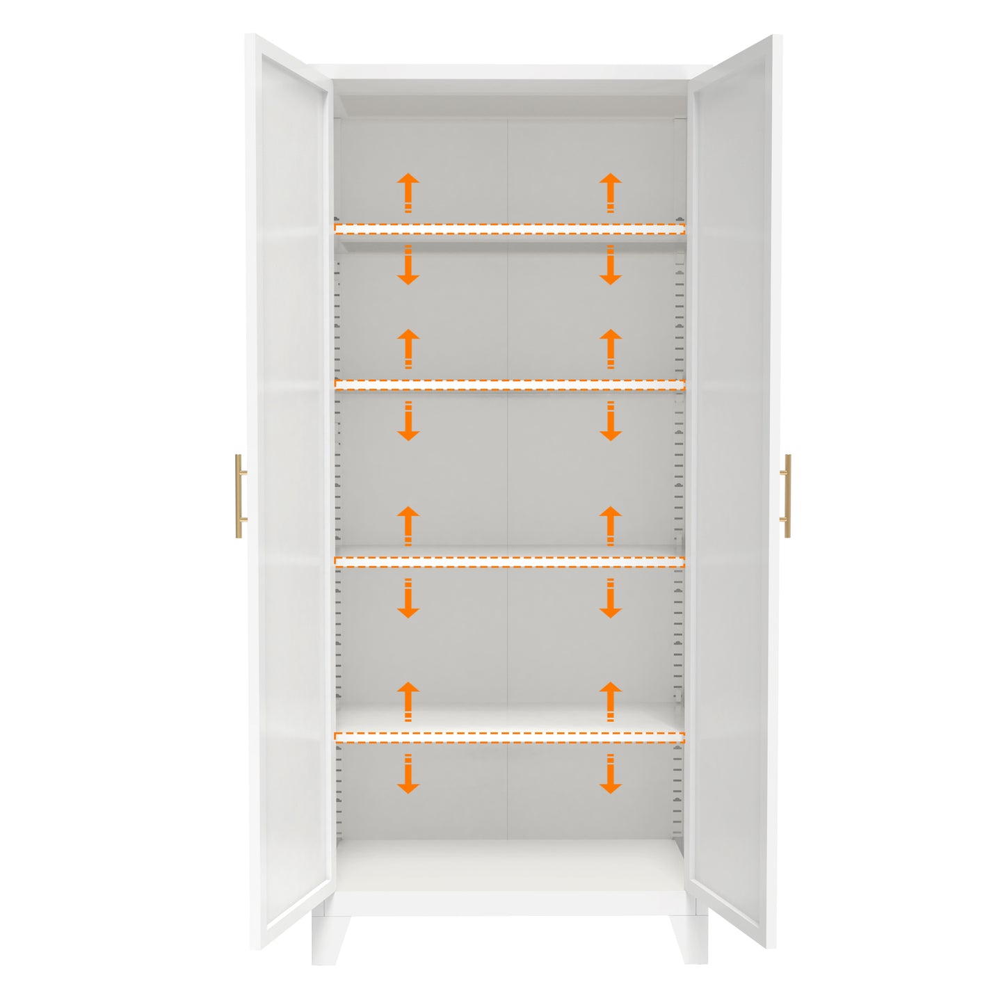 71'' Metal Storage Cabinet with Adjustable Shelves - White