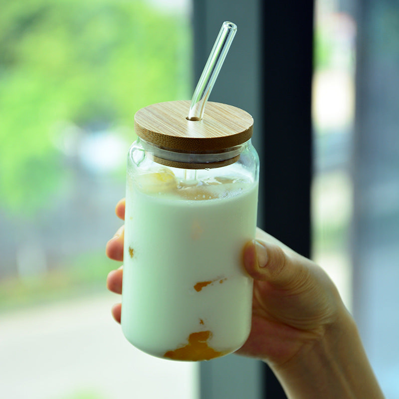 Transparent Borosilicate Glass Cup with Lid & Straw - Modern Drinkware