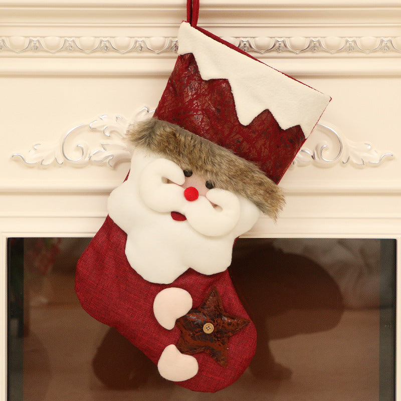 Festive Snowman Deer Santa Socks Decoration - Handmade Cloth Home Decor