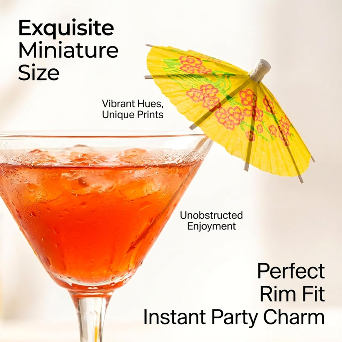 Colorful Umbrella Toothpicks - 50 Tropical Cocktail Picks