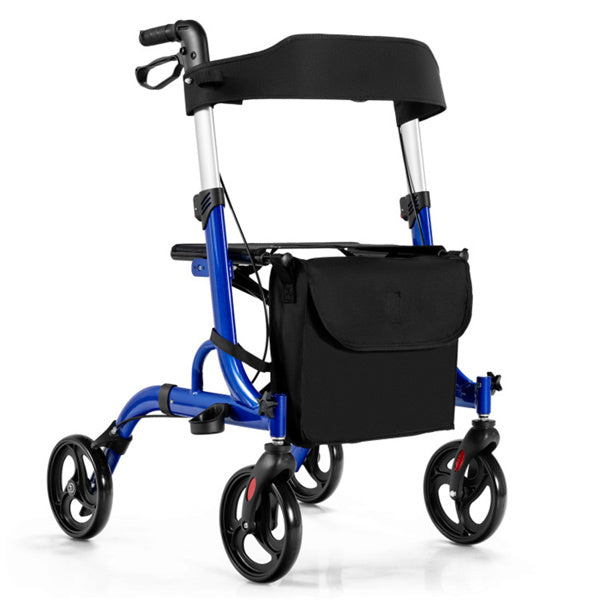 2-in-1 Rollator Walker & Wheelchair - 330 Lbs Capacity, Blue