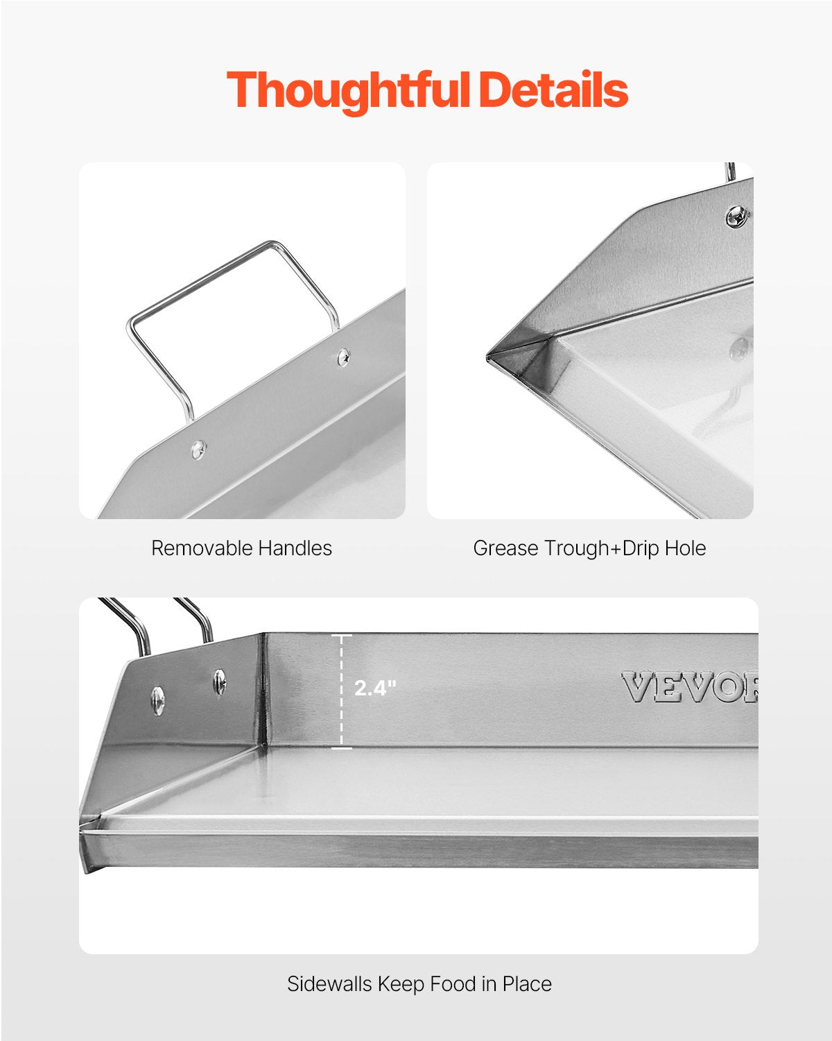 Stainless Steel Flat Top Griddle Pan - 18x16 Inch BBQ Cookware
