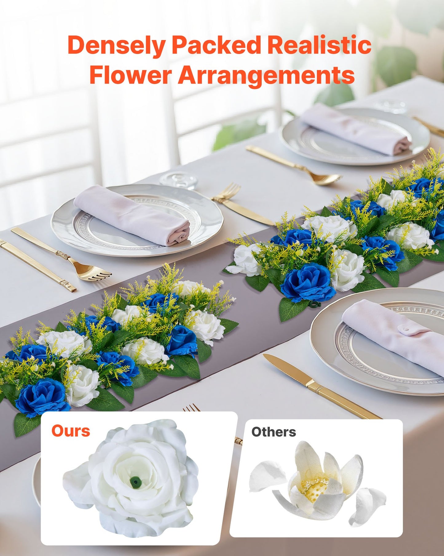 Blue and White Flower Balls for Wedding Centerpieces - 10PCS Faux Flower Arrangements