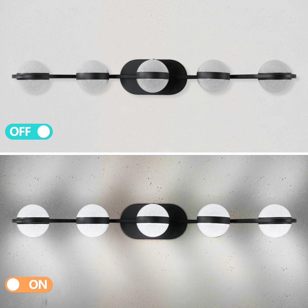 Modern 5-Light Bathroom Vanity Light Fixture - Black