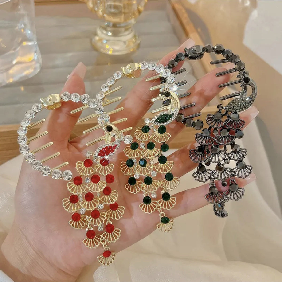 Peacock Hair Clip with Ball Head Clasp - Multiple Colors