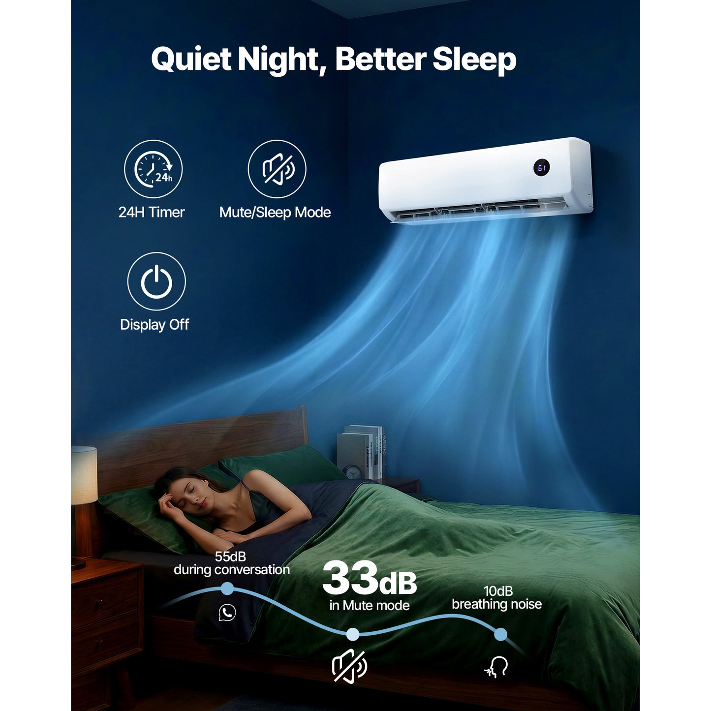 18,000 BTU Mini Split Air Conditioner with Heating, 19 SEER2 Energy Saving Inverter System for Home & Office