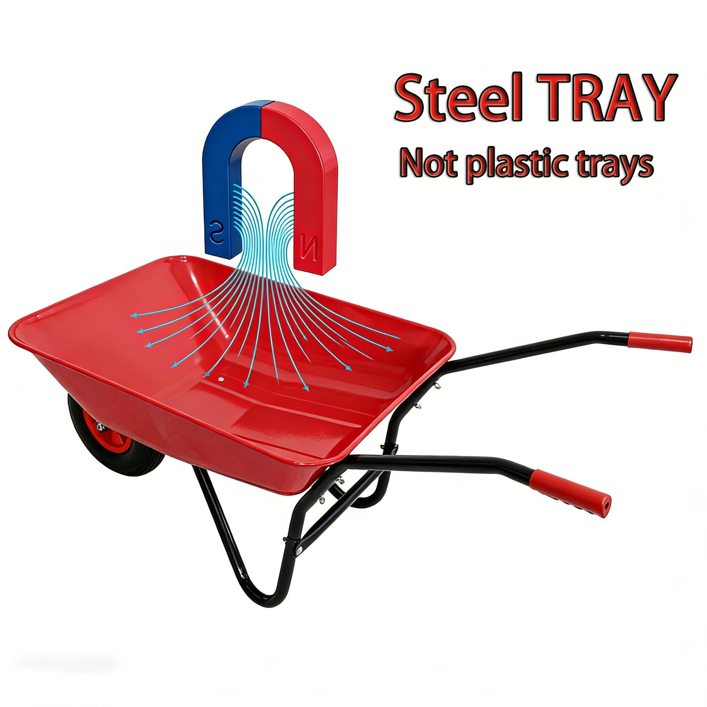 Steel TRAY Wheel Barrow Trolley For Red Garden 12 Inch Pneumatic