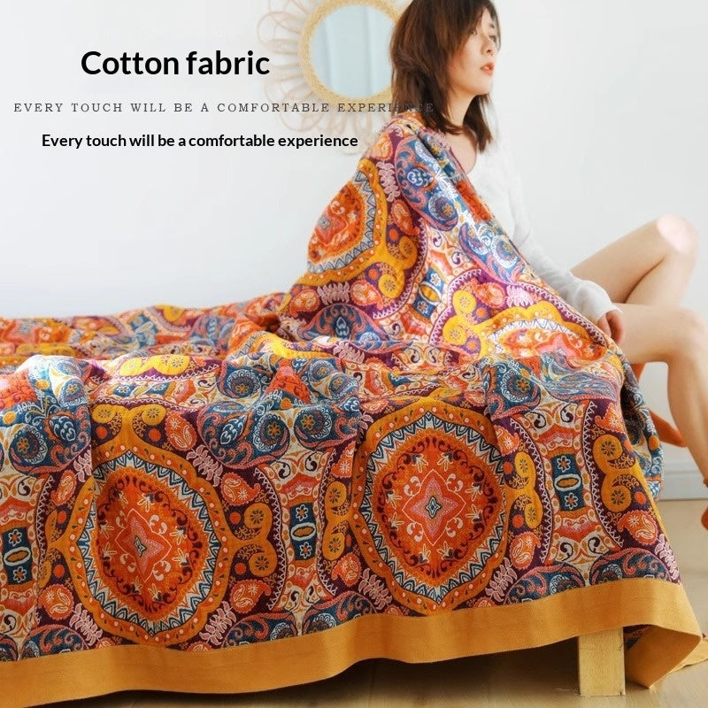 Cross-border Five-layer Gauze Cotton Thangka Bedding Set - Geometric Pattern
