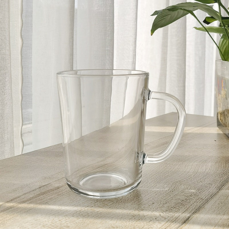 Minimalist Cartoon Glass Water Cup with Straw - Heat-Resistant, 400ML