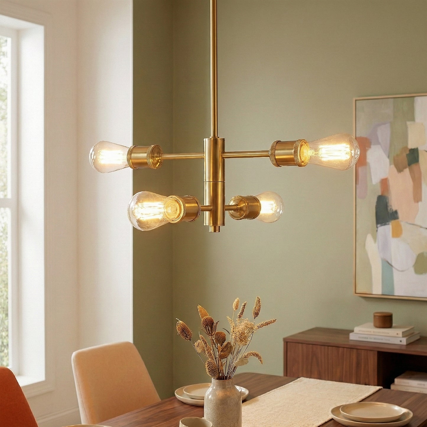 Trellis Four Lights Modern Gold Chandelier Vintage Pendant Fixture