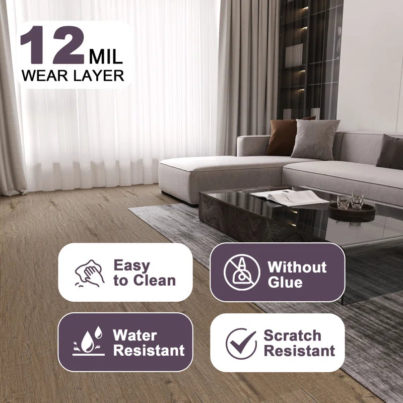 Self-Adhesive PVC Peel and Stick Flooring Tile - Light Brown