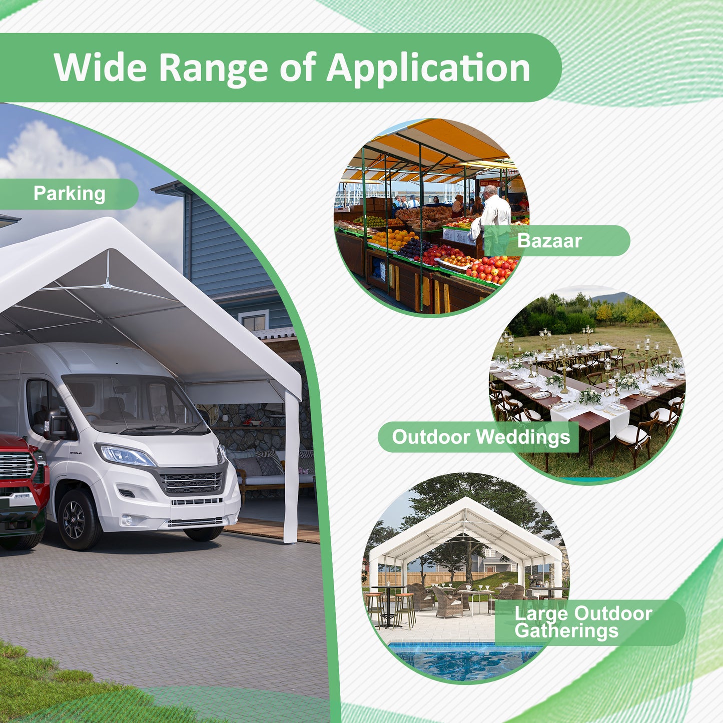 20x20 FT Outdoor Event Shelter with Detachable Sides - White