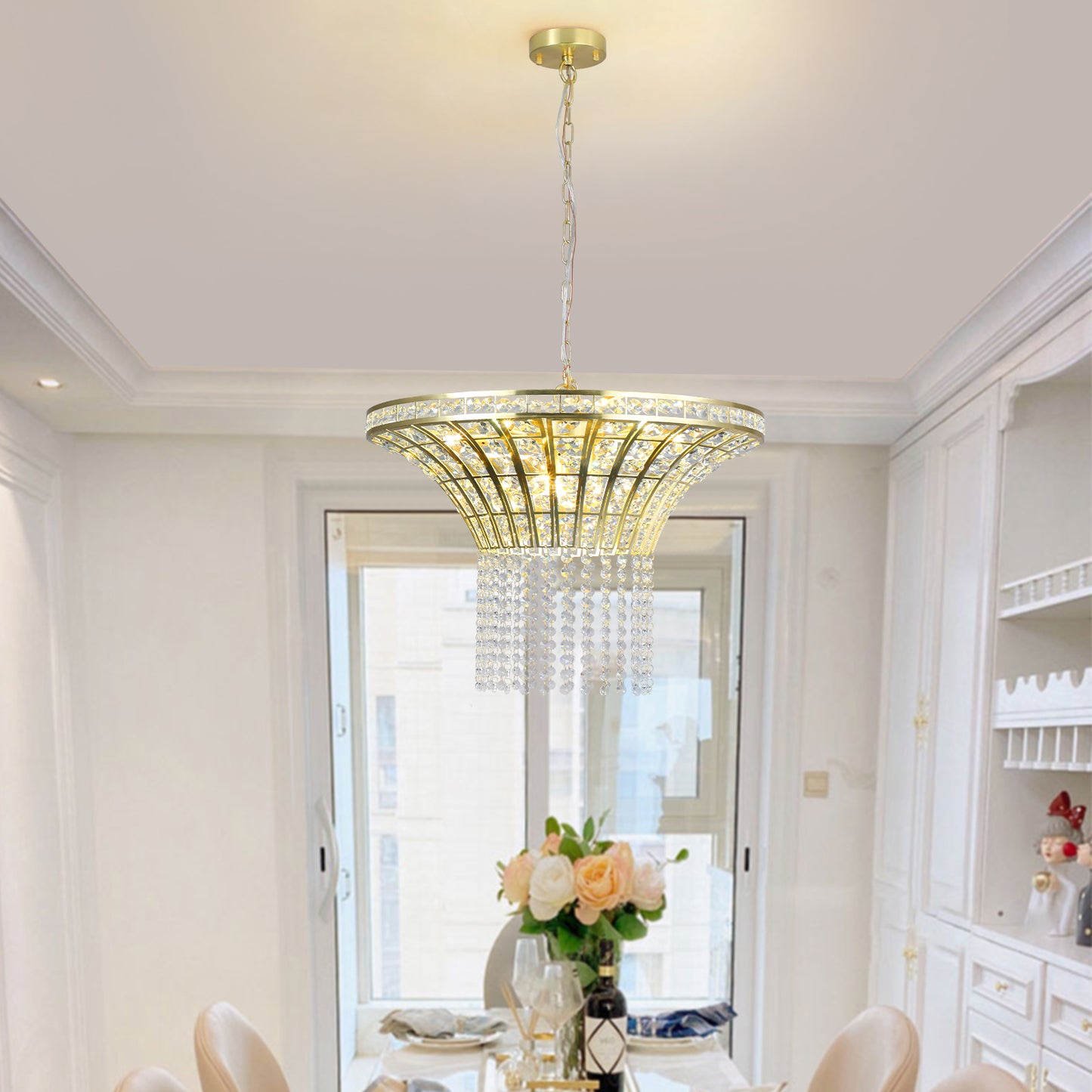 Crystal Waterfall Chandelier - 8-Light, 23.6" Wide