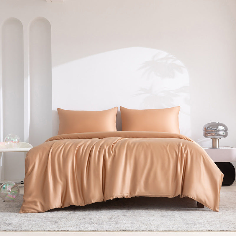 Lyocell Bed Sheet Set with Fitted Sheets and Quilt Cover - Light Luxury Bedding