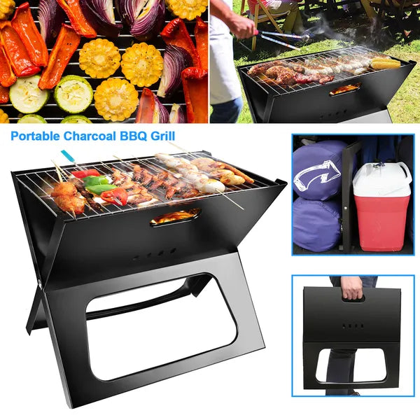 Portable Foldable Charcoal BBQ Grill - 17" Cooking Area