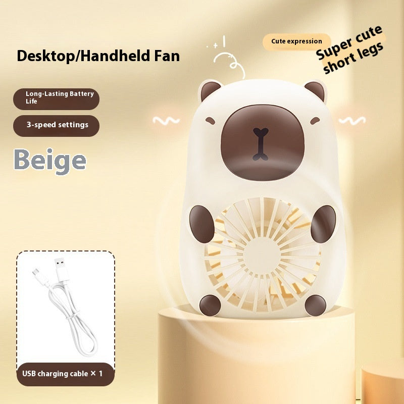 Hand-held Cute Capybara Fan - Mini Portable Battery Operated