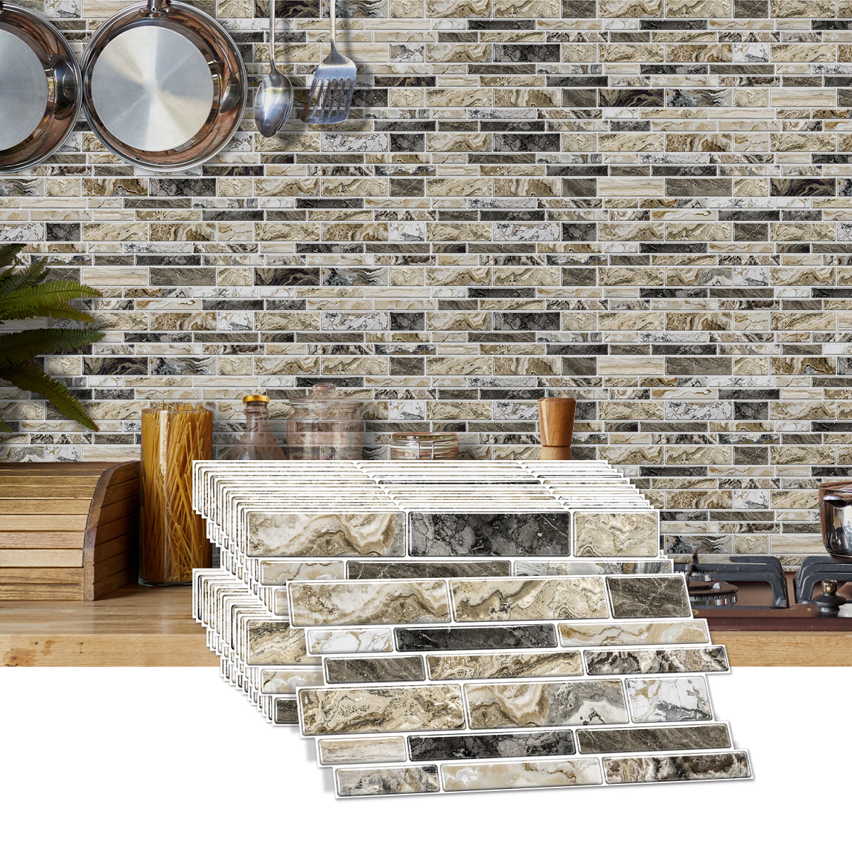 Peel and Stick Imitation Marble Pattern Wallpaper - Taupe
