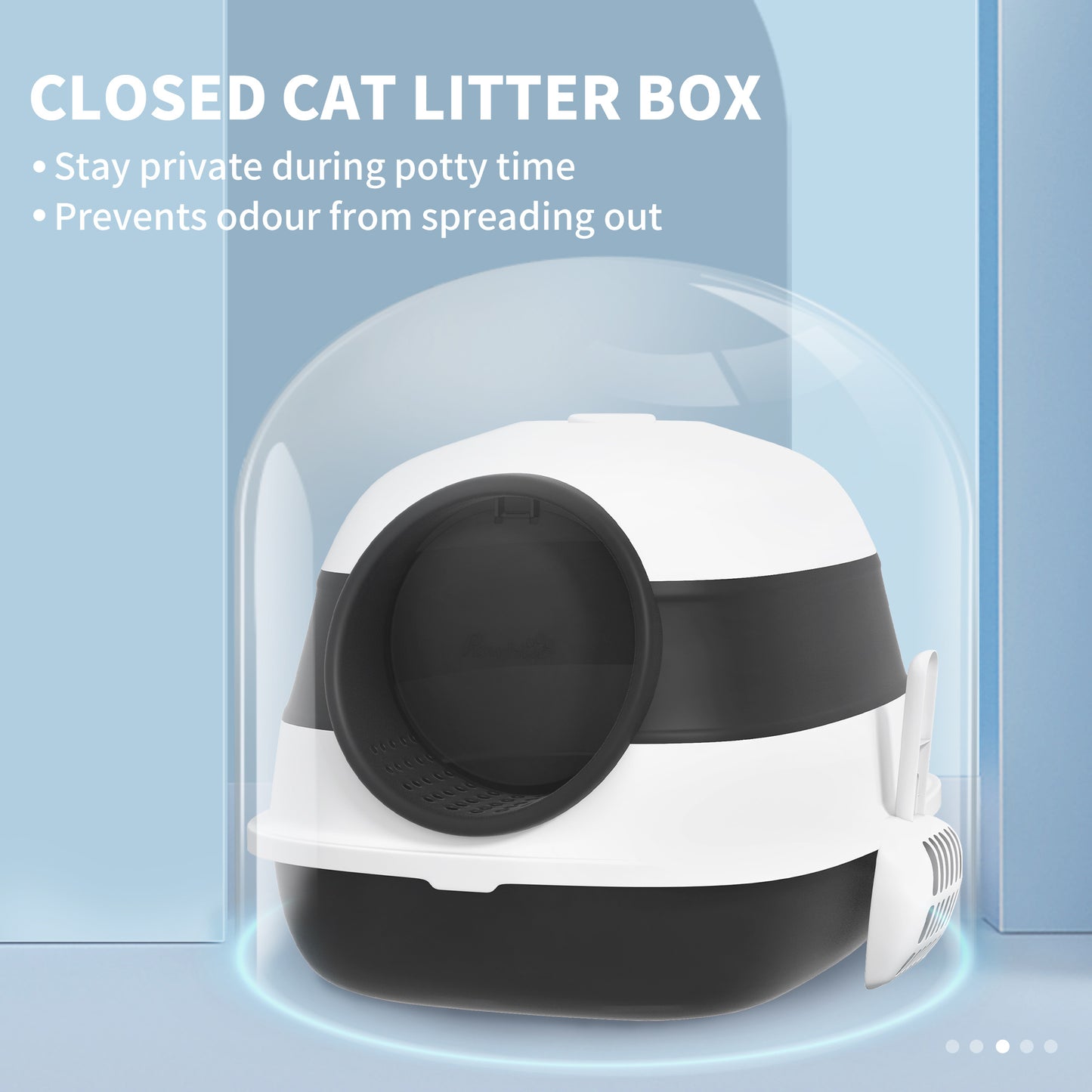 Black Dome Covered Cat Litter Box with Lid and Scoop - Large Privacy Enclosure
