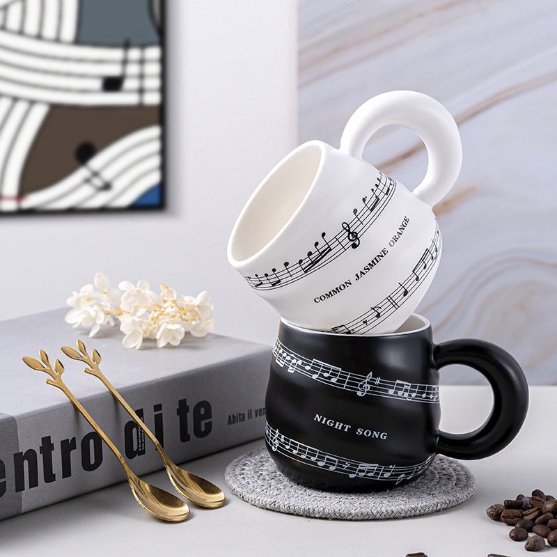 Ceramic Music Mug with Spiral Design - High-End Coffee Cup, 420ML