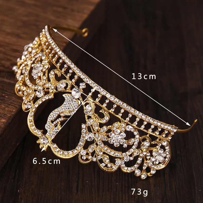 Diamond Crown Wedding Headband Gold Crystal Bridal Hair Accessory